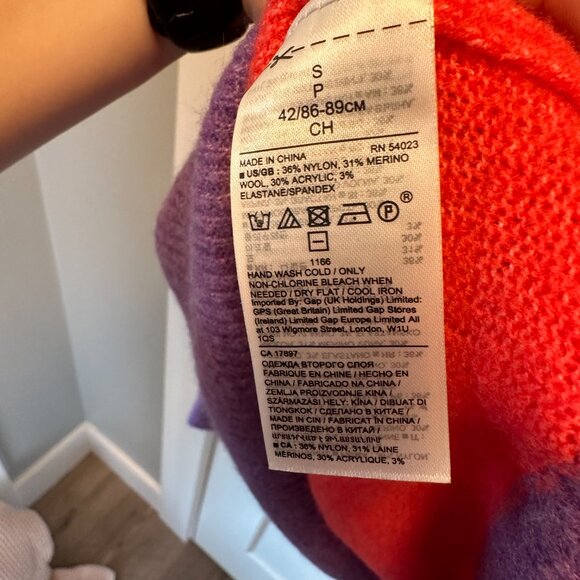 Banana Republic Pink and Purple striped Merino Wool crew neck sweater Small - Picture 5 of 5